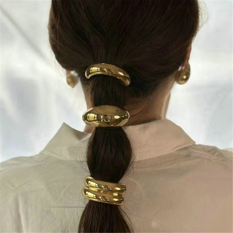 2/3/4pcs Set Metal Irregular Golden Color Hair Band Elastic Hair Scrunchies Hair Rope Headband Women Girls Hair Accessories Gift