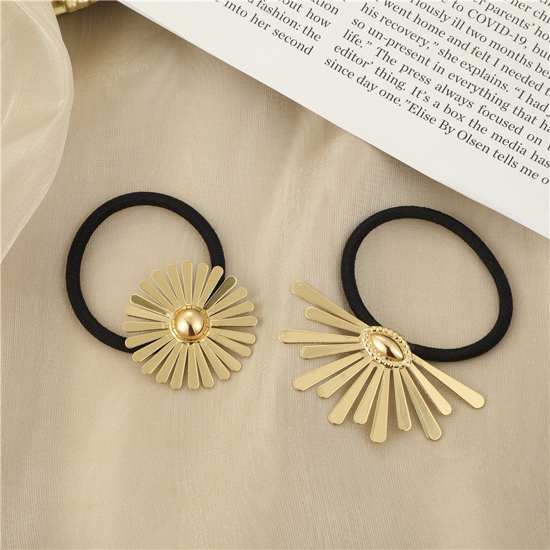 2/3/4pcs Set Metal Irregular Golden Color Hair Band Elastic Hair Scrunchies Hair Rope Headband Women Girls Hair Accessories Gift