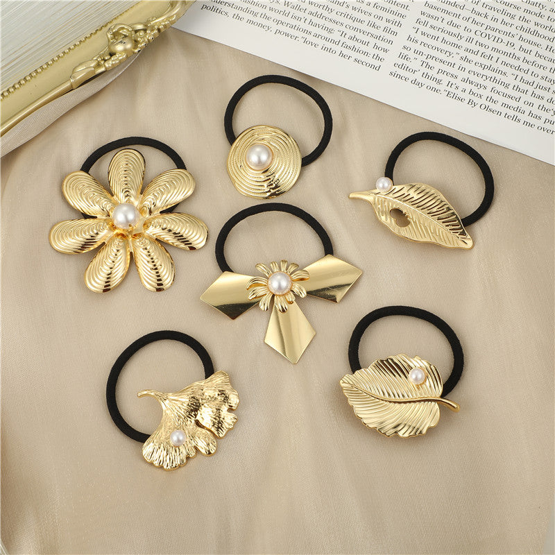 2/3/4pcs Set Metal Irregular Golden Color Hair Band Elastic Hair Scrunchies Hair Rope Headband Women Girls Hair Accessories Gift