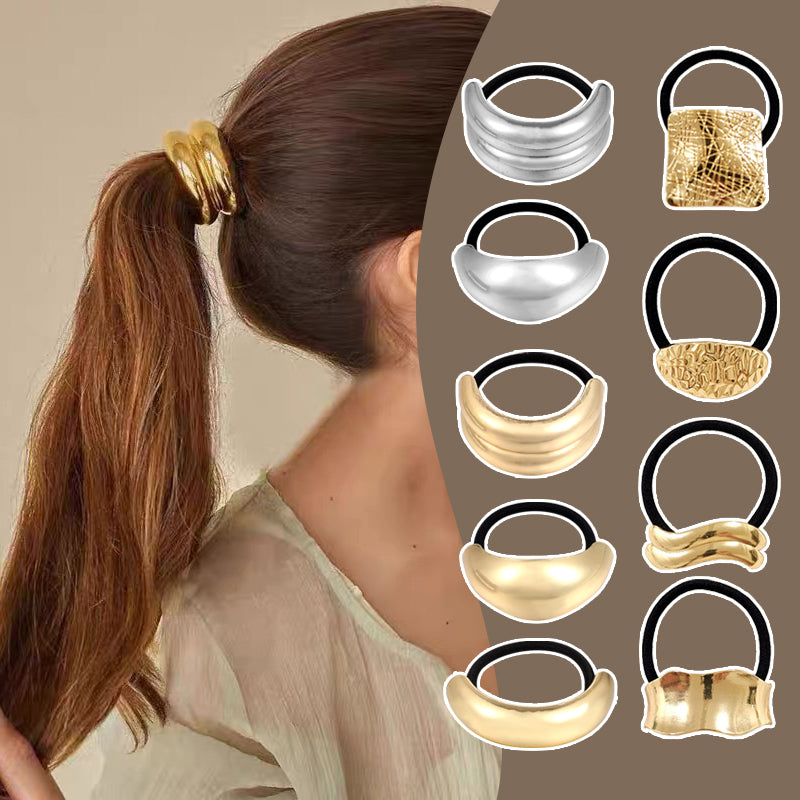 2/3/4pcs Set Metal Irregular Golden Color Hair Band Elastic Hair Scrunchies Hair Rope Headband Women Girls Hair Accessories Gift