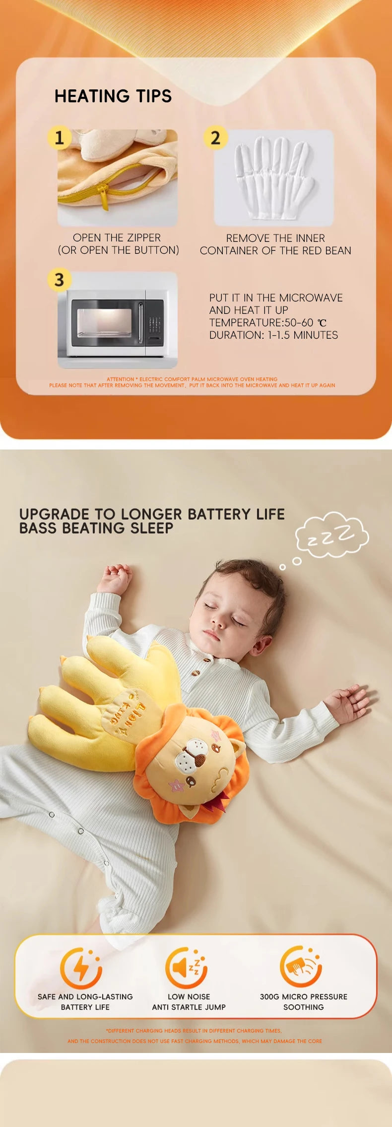 AIBEDILA Electric Baby Hand Pillows Patting Toy Baby Startle Prevention Pillow Infant Sleeping Aid Kids Soothing Hand Pillow