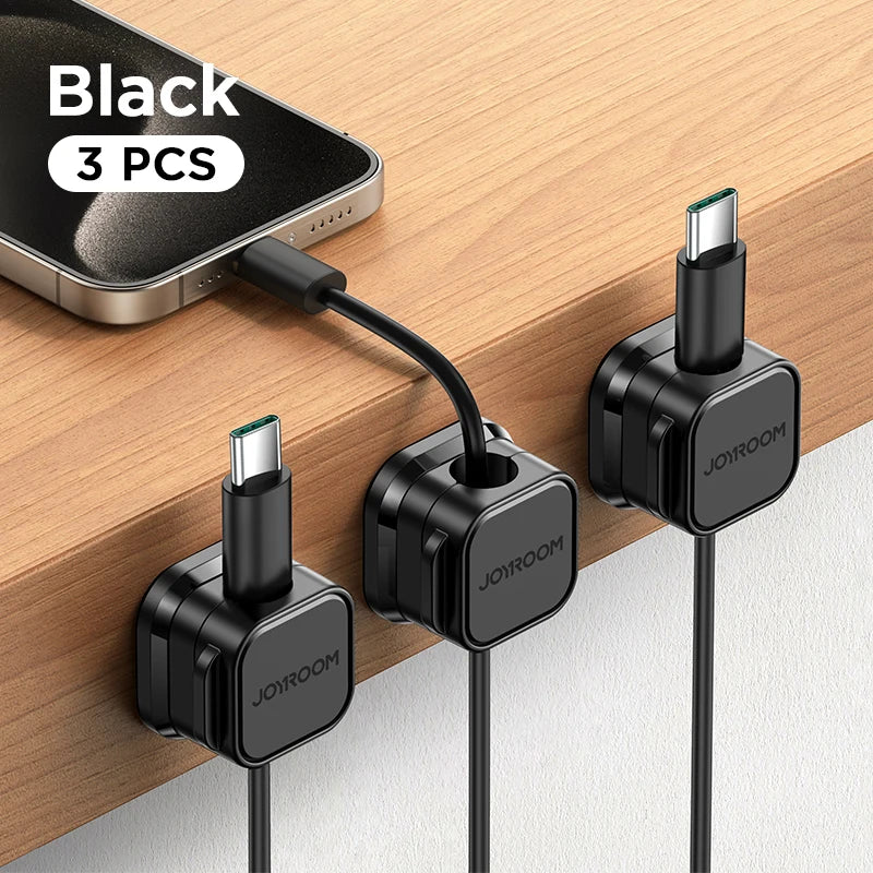 Joyroom 3/6 Pcs Magnetic Cable Clips Cable Smooth Adjustable Cord Holder Under Desk Cable Management Wire Keeper Cable Organizer