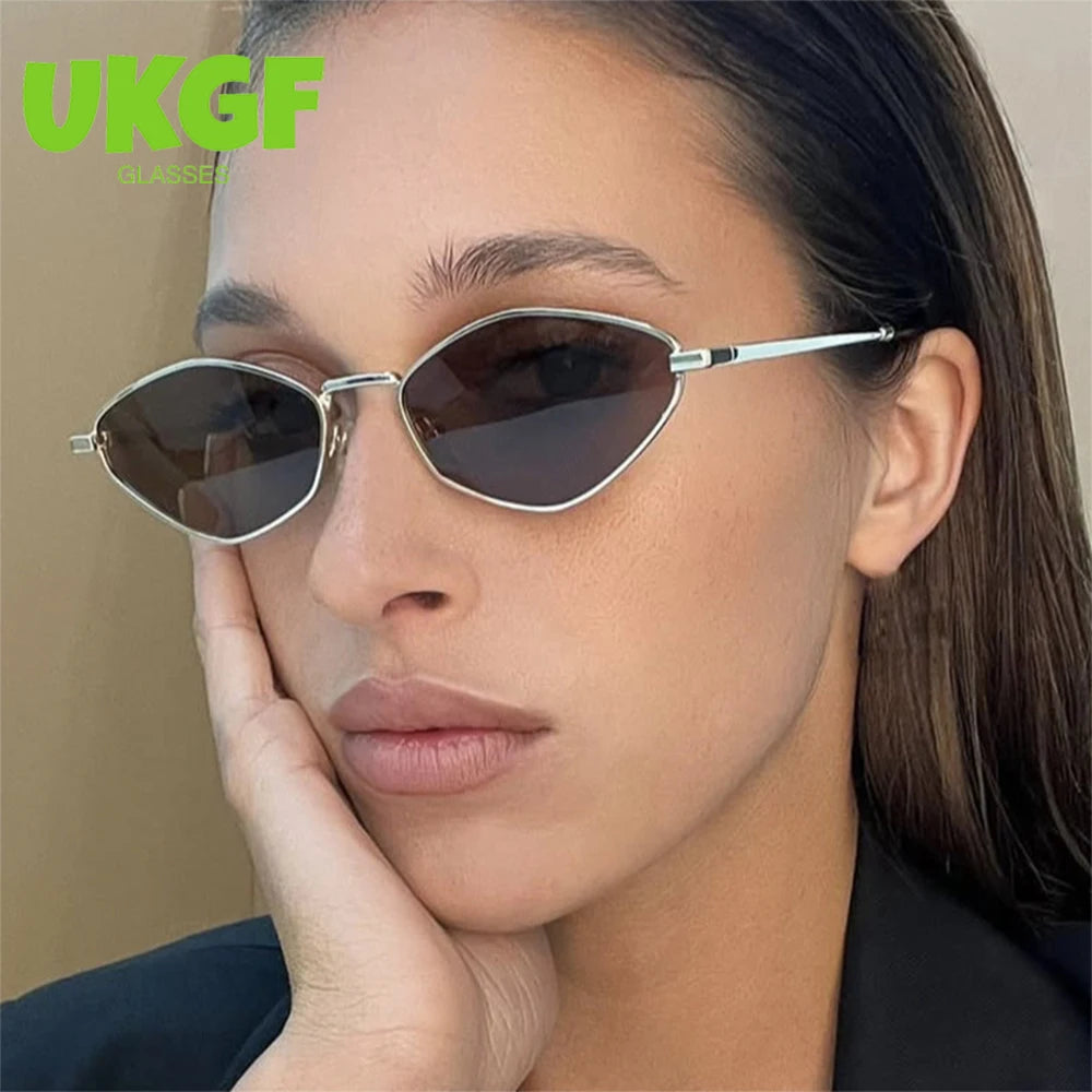 2025 New Polygon Small Frame Sunglasses Women Trend Retro Punk Hexagon Brand Design Sun Glasses Ladies Fashion Runway Accessory