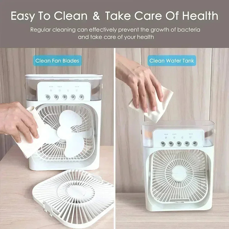 3 In 1 Fan AIr Conditioner Household Small Air Cooler LED Night Light Portable Humidifier Air Adjustment Fan Office Home Fan New