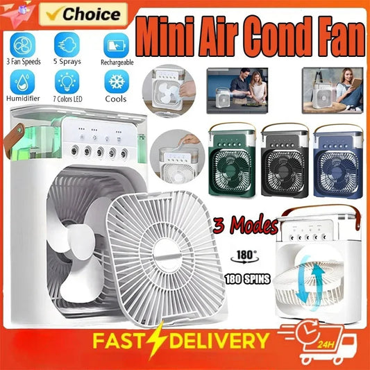 3 In 1 Fan AIr Conditioner Household Small Air Cooler LED Night Light Portable Humidifier Air Adjustment Fan Office Home Fan New