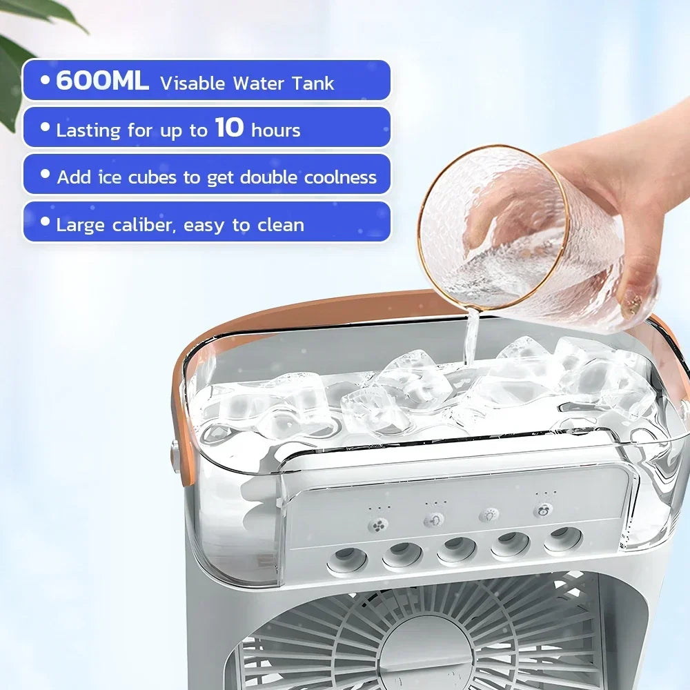 3 In 1 Fan AIr Conditioner Household Small Air Cooler LED Night Light Portable Humidifier Air Adjustment Fan Office Home Fan New