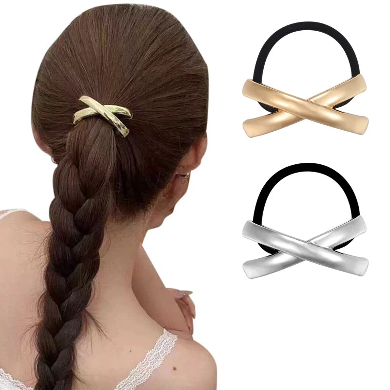 2/3/4pcs Set Metal Irregular Golden Color Hair Band Elastic Hair Scrunchies Hair Rope Headband Women Girls Hair Accessories Gift