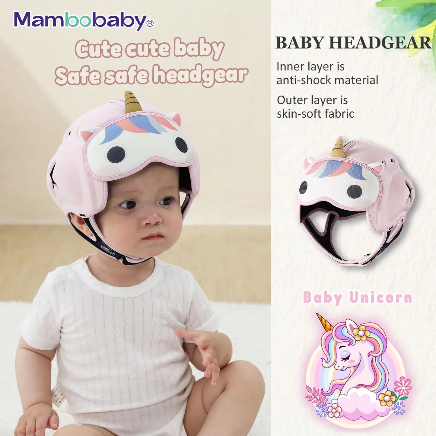 Mambobaby Safe Anti-Shock Baby Helmet Toddler Head Protector Headgear for Infant Learn Crawl, Walk Prevent Injury from Bump Fall