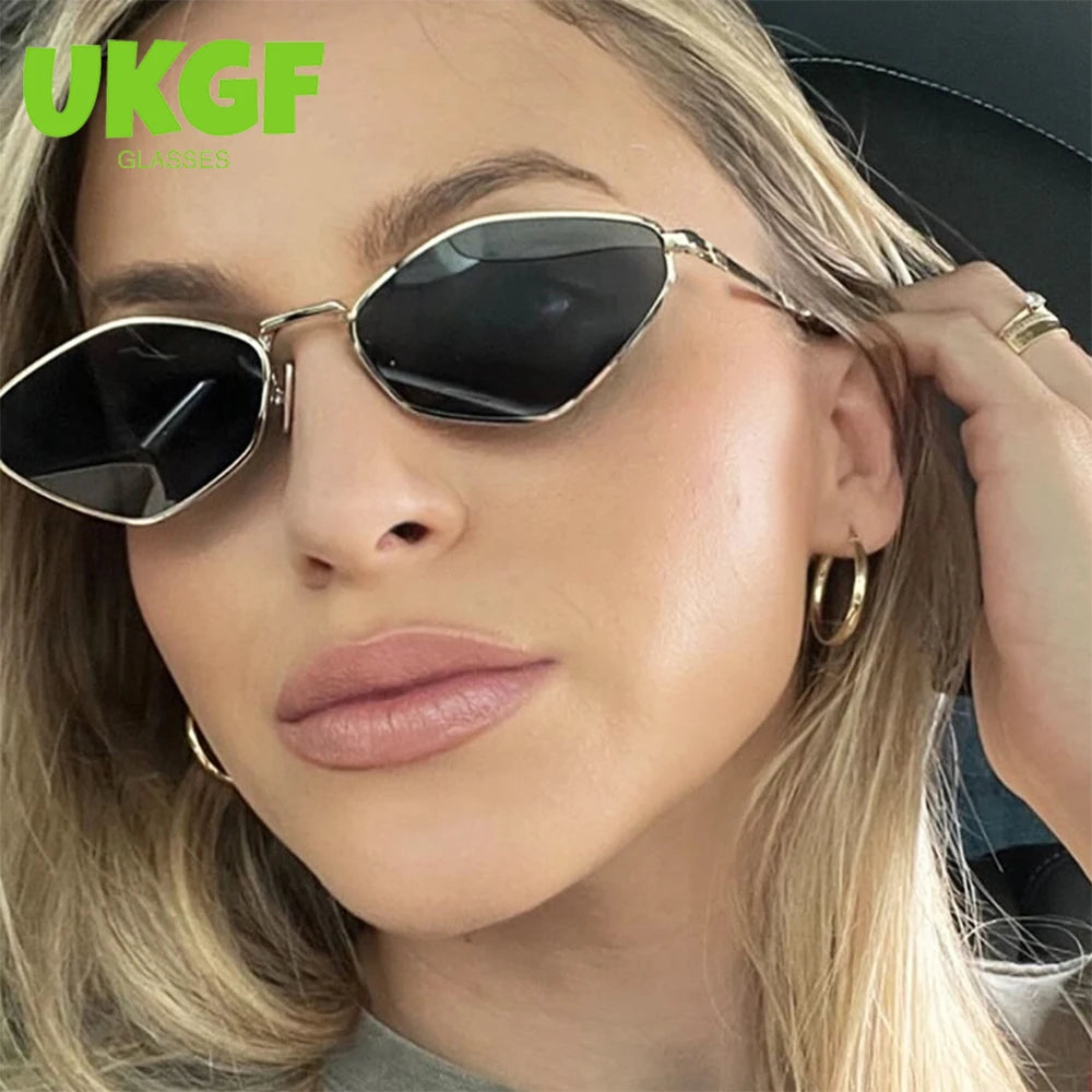 2025 New Polygon Small Frame Sunglasses Women Trend Retro Punk Hexagon Brand Design Sun Glasses Ladies Fashion Runway Accessory