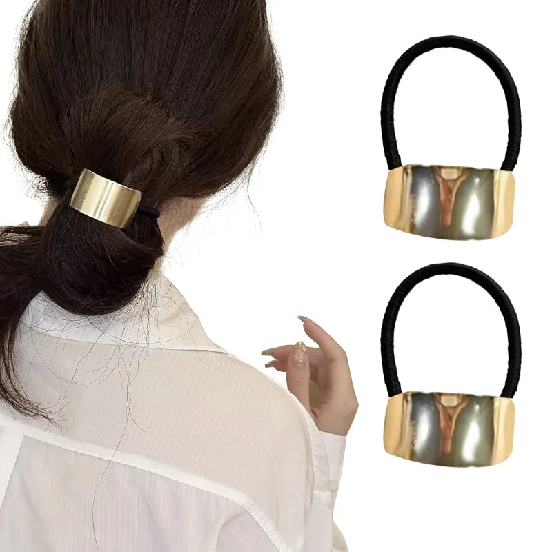 2/3/4pcs Set Metal Irregular Golden Color Hair Band Elastic Hair Scrunchies Hair Rope Headband Women Girls Hair Accessories Gift