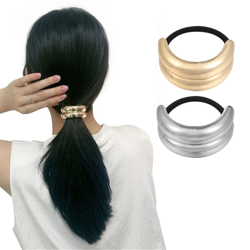 2/3/4pcs Set Metal Irregular Golden Color Hair Band Elastic Hair Scrunchies Hair Rope Headband Women Girls Hair Accessories Gift