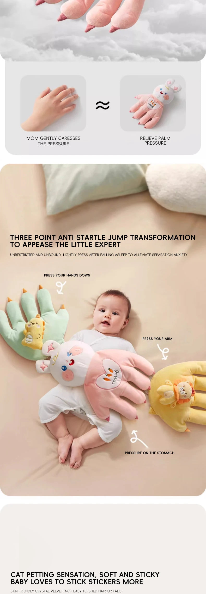 AIBEDILA Electric Baby Hand Pillows Patting Toy Baby Startle Prevention Pillow Infant Sleeping Aid Kids Soothing Hand Pillow