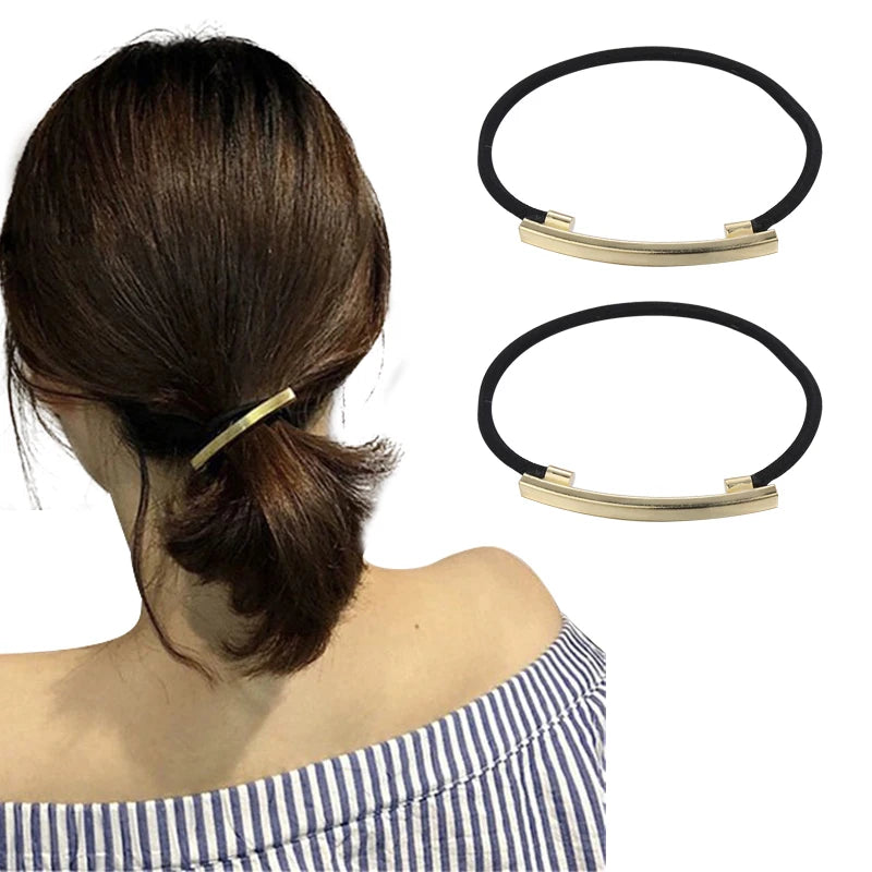 2/3/4pcs Set Metal Irregular Golden Color Hair Band Elastic Hair Scrunchies Hair Rope Headband Women Girls Hair Accessories Gift