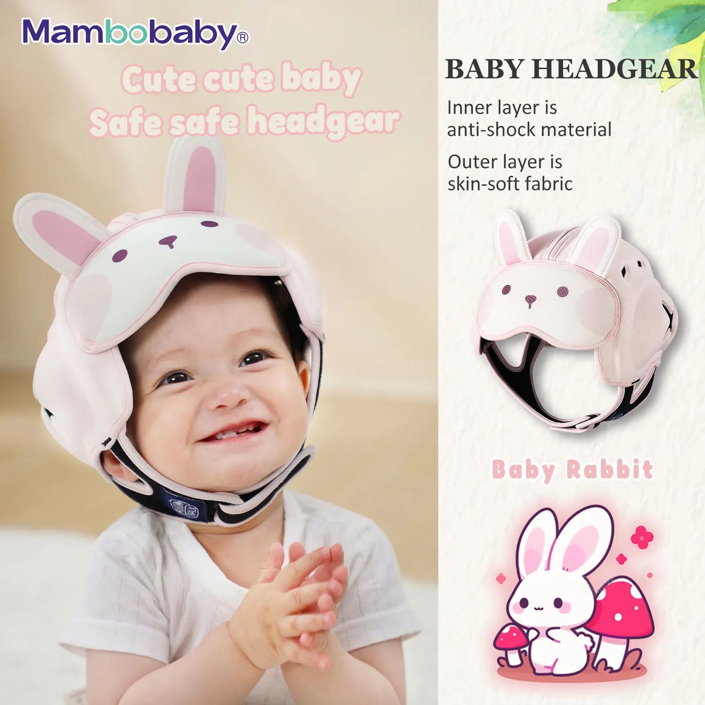 Mambobaby Safe Anti-Shock Baby Helmet Toddler Head Protector Headgear for Infant Learn Crawl, Walk Prevent Injury from Bump Fall