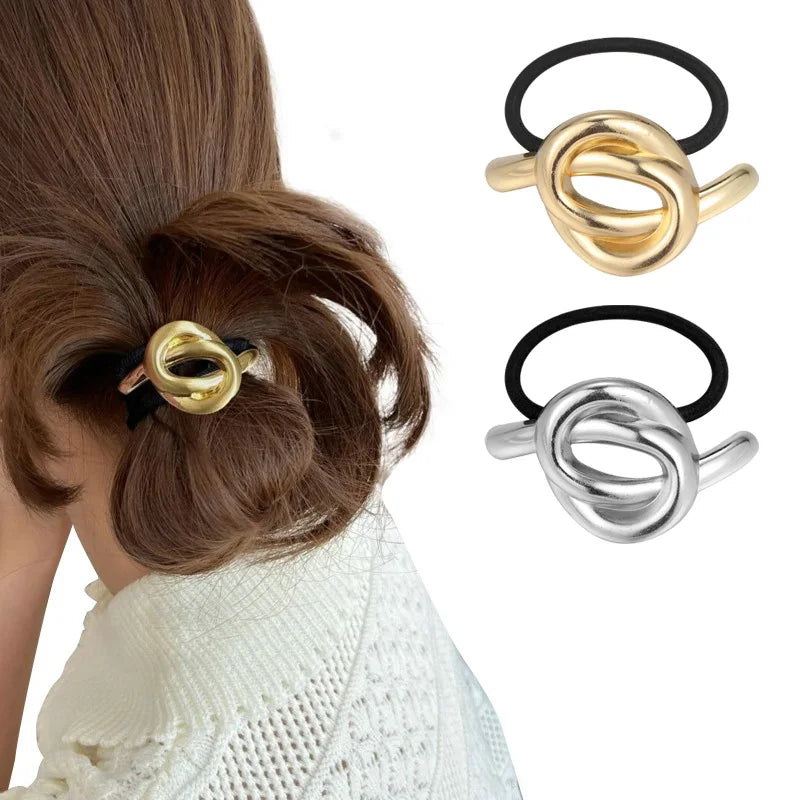 2/3/4pcs Set Metal Irregular Golden Color Hair Band Elastic Hair Scrunchies Hair Rope Headband Women Girls Hair Accessories Gift