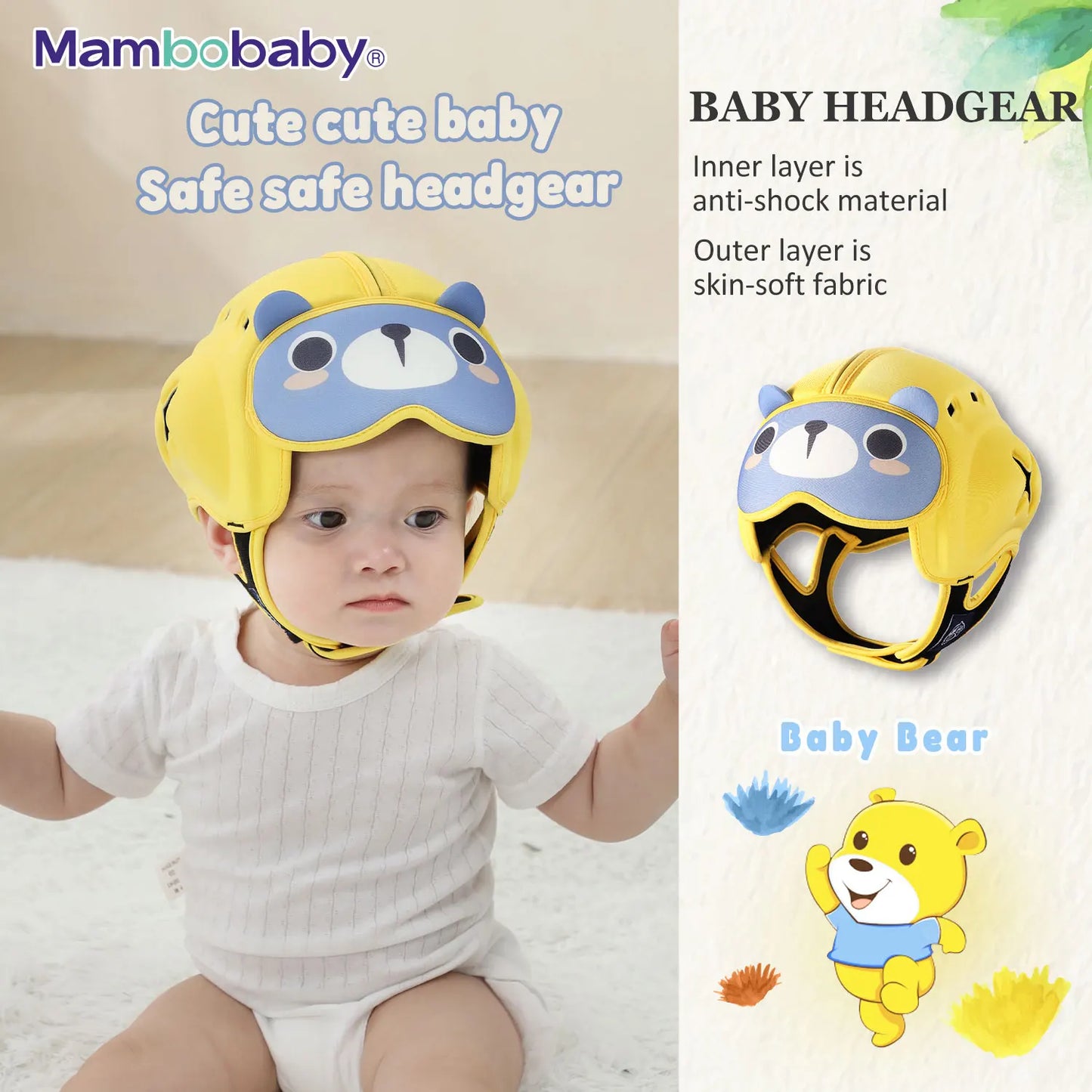 Mambobaby Safe Anti-Shock Baby Helmet Toddler Head Protector Headgear for Infant Learn Crawl, Walk Prevent Injury from Bump Fall