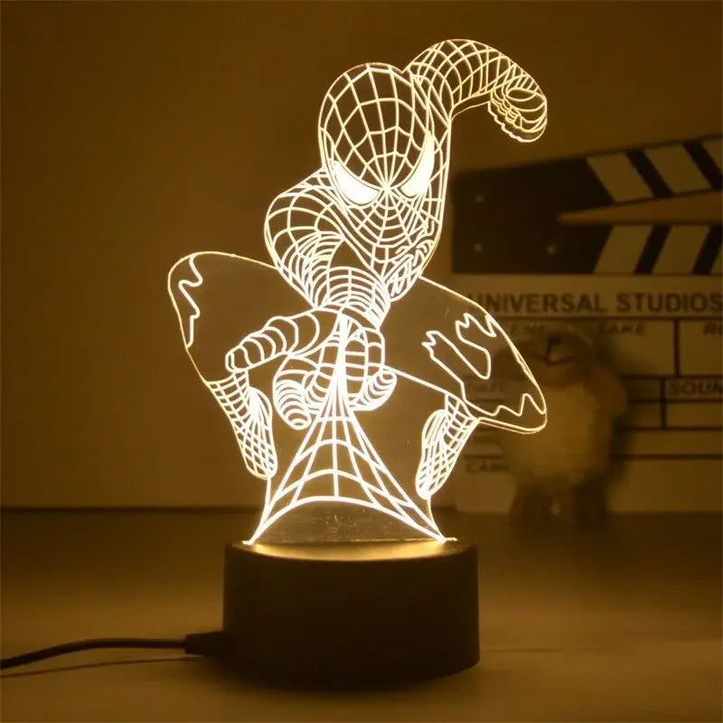 Anime Avengers Iron Man Model 3D Lamp Action Figure Disney Marvel Spiderman LED Night Lights for Boys Toys Kids Birthday Gift