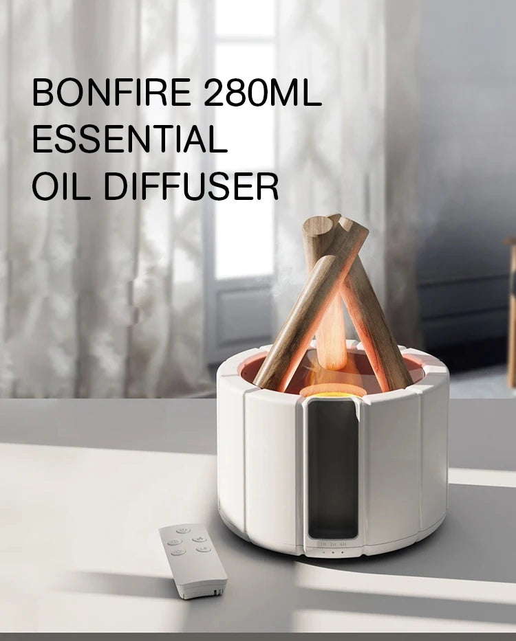 KINSCOTER Simulated Flame Aroma Diffuser Bonfire Air Humidifier Ultrasonic Cool Mist Maker Fogger LED Essential Oil Lamp Difusor