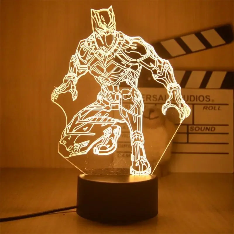 Anime Avengers Iron Man Model 3D Lamp Action Figure Disney Marvel Spiderman LED Night Lights for Boys Toys Kids Birthday Gift