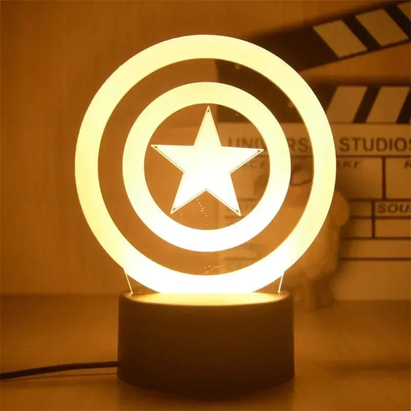 Anime Avengers Iron Man Model 3D Lamp Action Figure Disney Marvel Spiderman LED Night Lights for Boys Toys Kids Birthday Gift