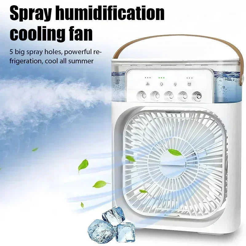 3 In 1 Fan AIr Conditioner Household Small Air Cooler LED Night Light Portable Humidifier Air Adjustment Fan Office Home Fan New