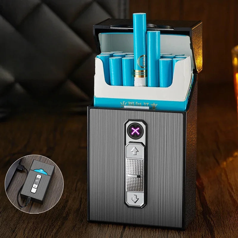 20 Whole Pack Cigarettes Dual Arc USB Charging Lighter Outdoor Moisture-proof And Waterproof 2 in 1 Electronic Lighters Smoking