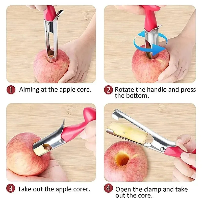 1Pc Apple Corer Pear Apple Cutter Slicer Stainless Steel Apple Core Remover Cutting Knife Fruit Tools Kitchen Gadget Accessories