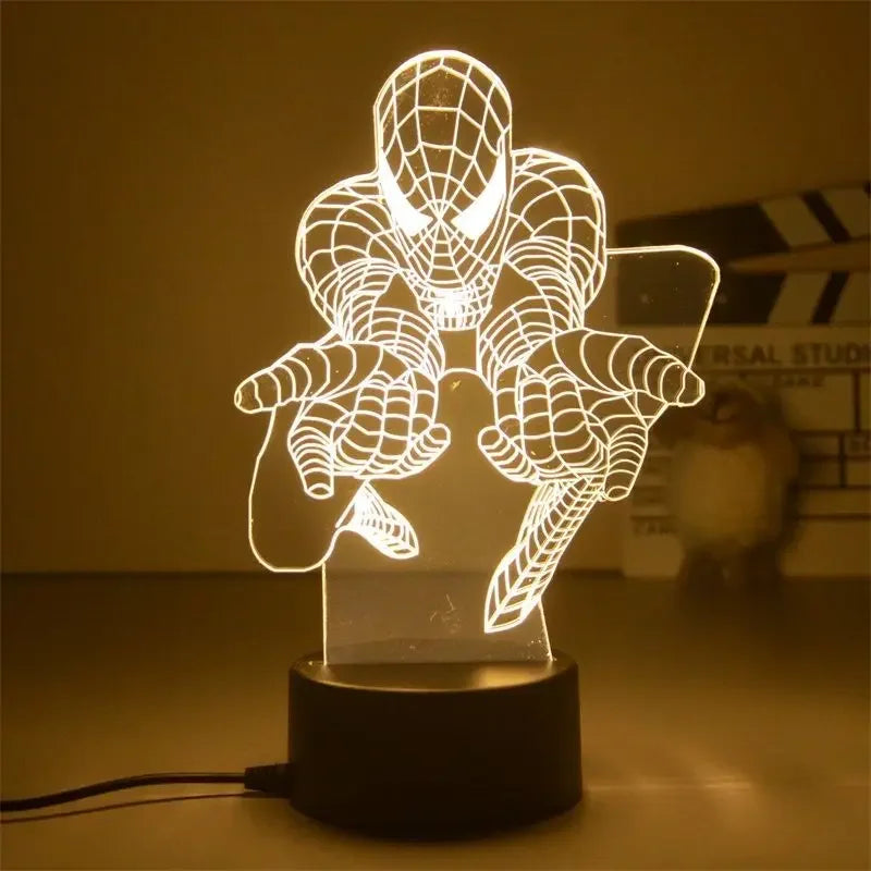 Anime Avengers Iron Man Model 3D Lamp Action Figure Disney Marvel Spiderman LED Night Lights for Boys Toys Kids Birthday Gift