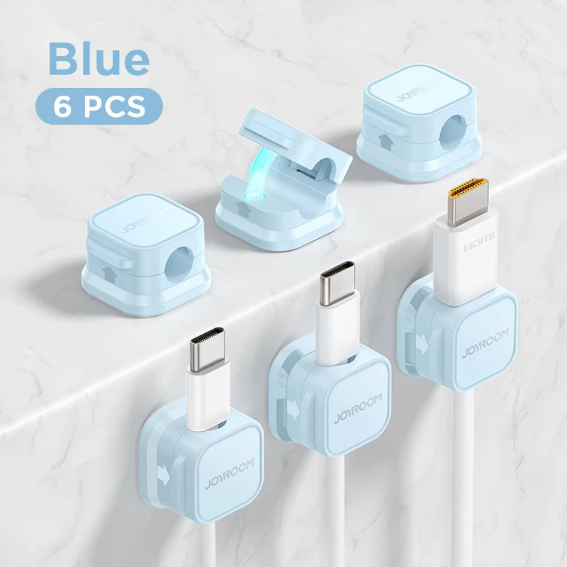 Joyroom 3/6 Pcs Magnetic Cable Clips Cable Smooth Adjustable Cord Holder Under Desk Cable Management Wire Keeper Cable Organizer