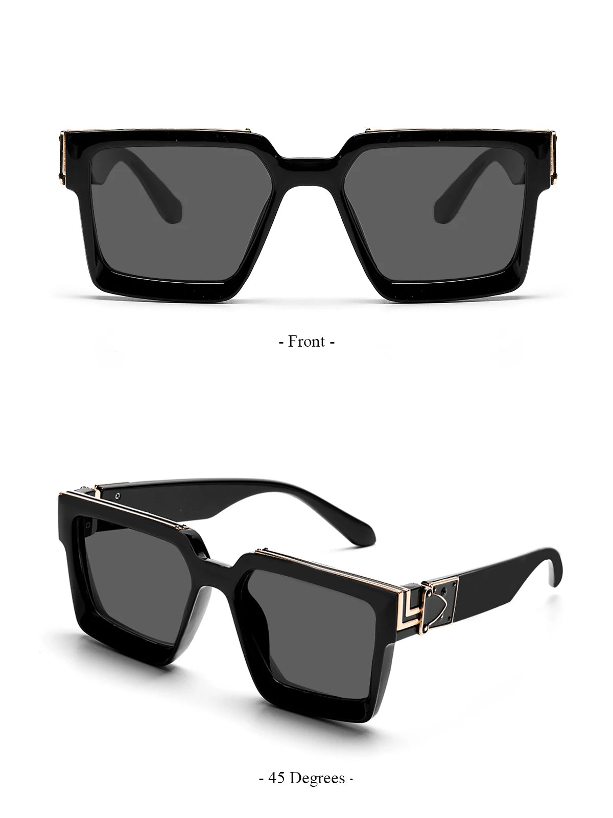 Ruiao Retro Black Millionaire Shades Luxury Sunglasses 2024 For Men Designer Famous Brand Square Sun Glasses Man Women Sunglass