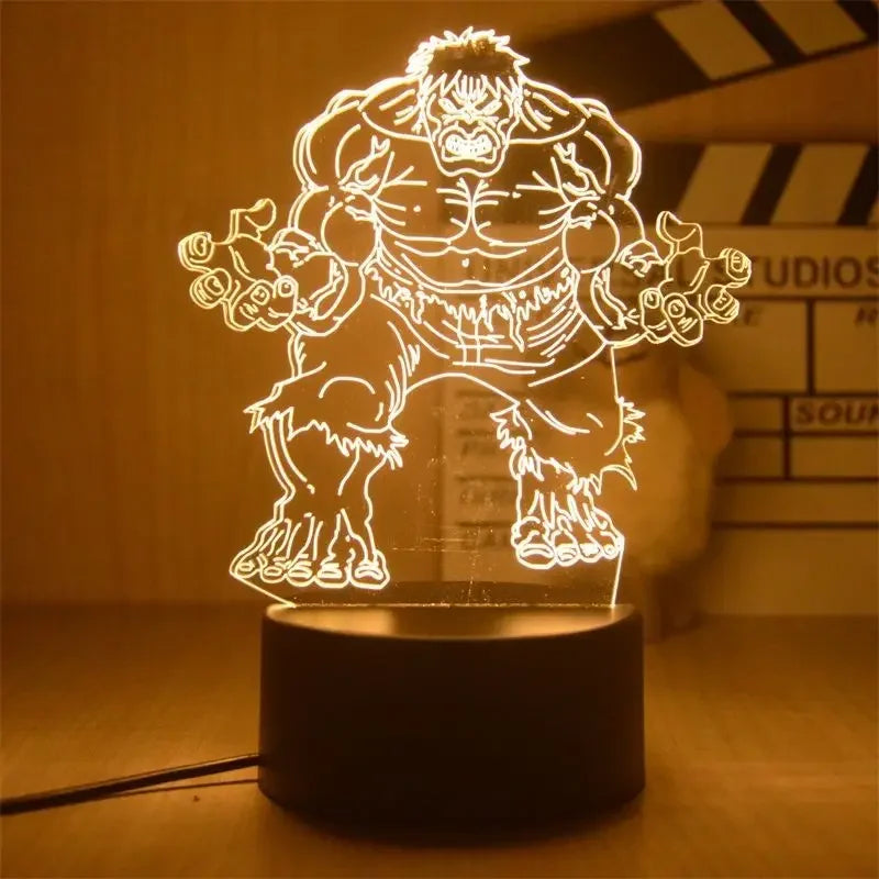 Anime Avengers Iron Man Model 3D Lamp Action Figure Disney Marvel Spiderman LED Night Lights for Boys Toys Kids Birthday Gift