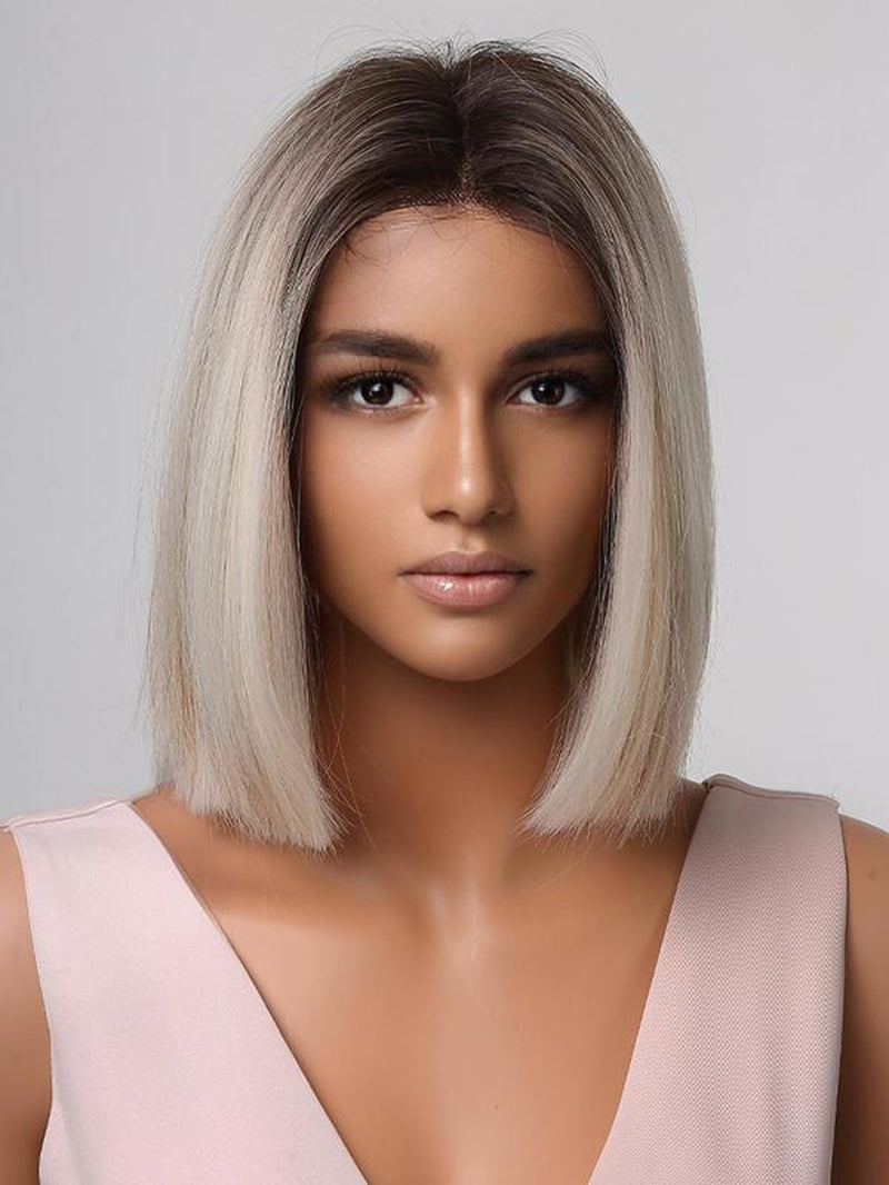 14 Inch Short Straight Bob Wigs for Women, Gorgeous Fluffy Wigs without Bangs, Synthetic Full Machine Wigs for Party, Daily Use