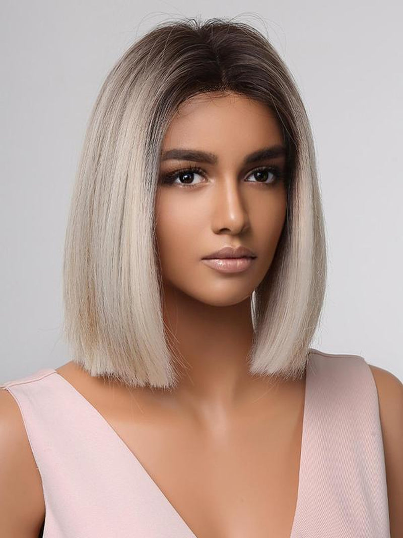 14 Inch Short Straight Bob Wigs for Women, Gorgeous Fluffy Wigs without Bangs, Synthetic Full Machine Wigs for Party, Daily Use